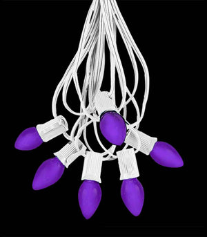 6 Socket White Electric Light Strings, Purple LED Bulbs
