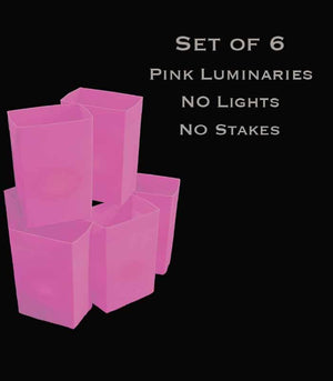 Set of 6 Pink Luminaries, No Lights,  No Stakes