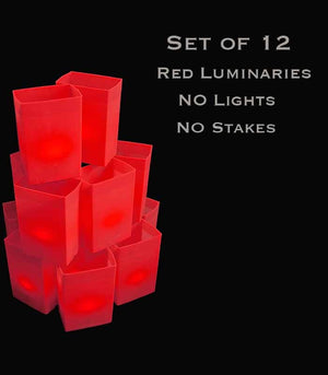 Set of 12 Red Luminaries, No Lights, No Stakes
