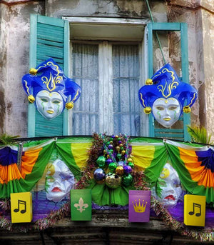 Set of 6 Mardi Gras Decorated Luminaries