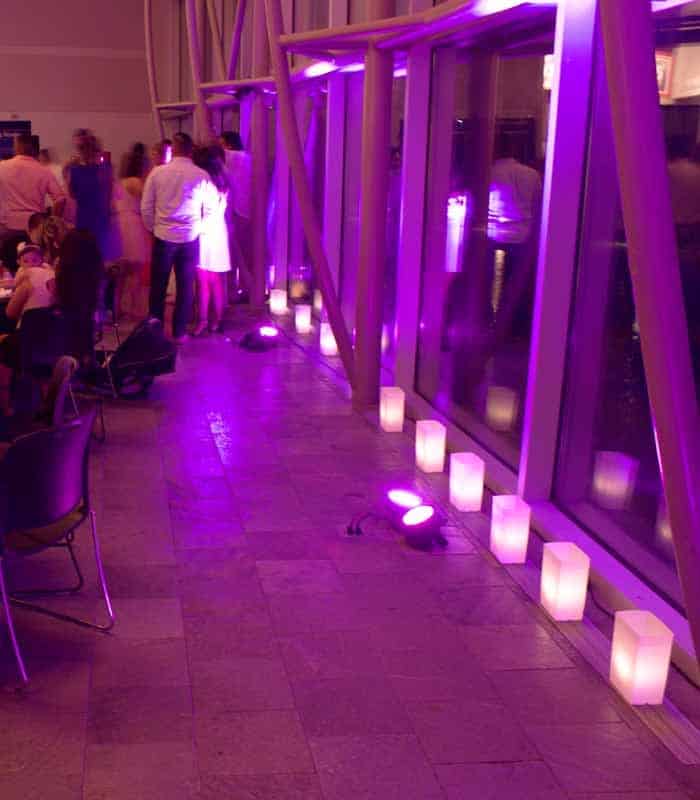 Luminarias at wedding reception