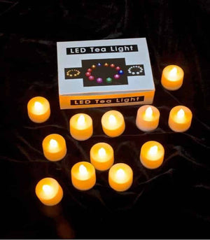 Set of 12 Amber LED Tealights